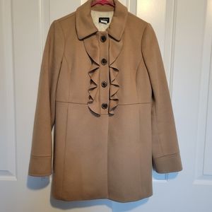 J.Crew Tan Wool Coat Ruffle Size 4